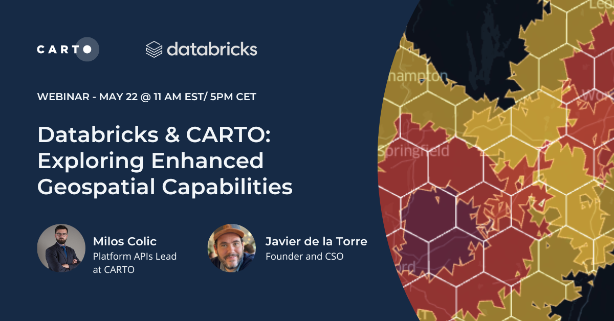 A promotional image for a webinar with CARTO & Databricks